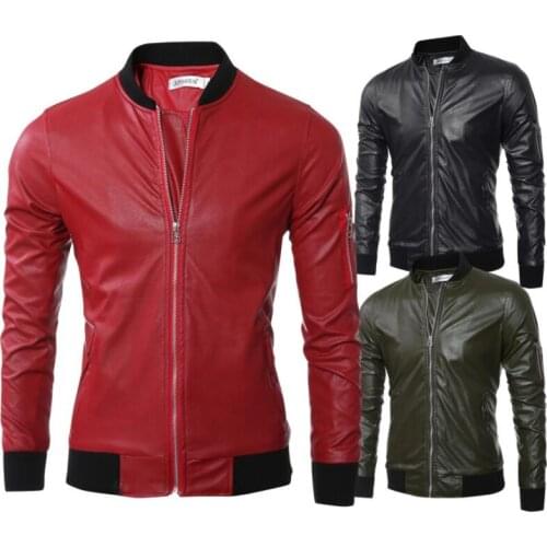 Short leather jacket men slim motorcycle coat jackets Long sleeve clothes personalized jaqueta de couro stage street fashion