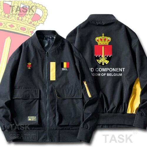 Bomber Military Biker Jacket Army Belgium Belgian Belgique BEL Slim Fit Pilot Coat Mens Bomber Zipper Jacket Spring Autumn Coat