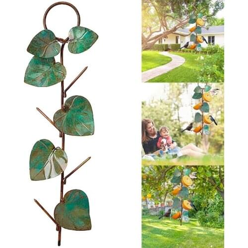 Metal Hummingbird Bird Feeder Suspended Leaf Decorative Garden Art Birdfeeder