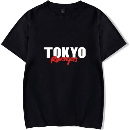 Футболка оверсайз Tokyo Revengers T shirt Letter Printed TOKYO Black Mens T-shirt Women Short Sleeve Casual Top Students Tee