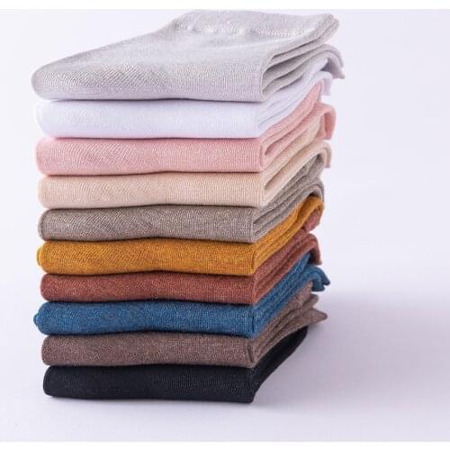 Japanese High Quality Bamboo Fiber Socks Womens Comfortable soft Solid Colors Casual Deodorant Middle Tube Socks Black White