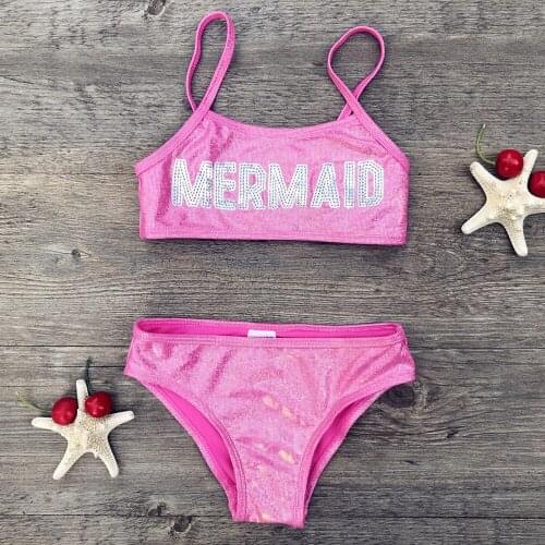 3-8 Years Baby Girls Bikini Sets Two Pieces Swimsuits Letter Kids Bathing Suits 2PCS Beach Biquini Children Swimwear Girl Bikini