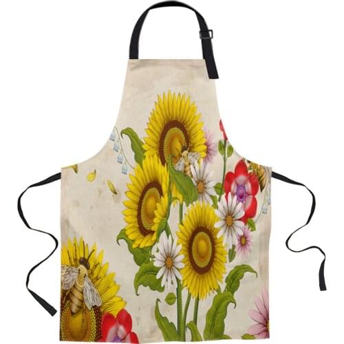 Bee Sunflower Vintage Aprons for Women Men Kid Cooking Baking Apron Kitchen Utility Equipment Accessories