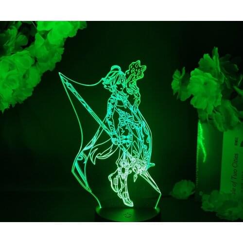 Hot Video Game Genshin Impact Character Xiao 3D Hologram Night Lamp Cool Gamer Birthday Gift LED Light