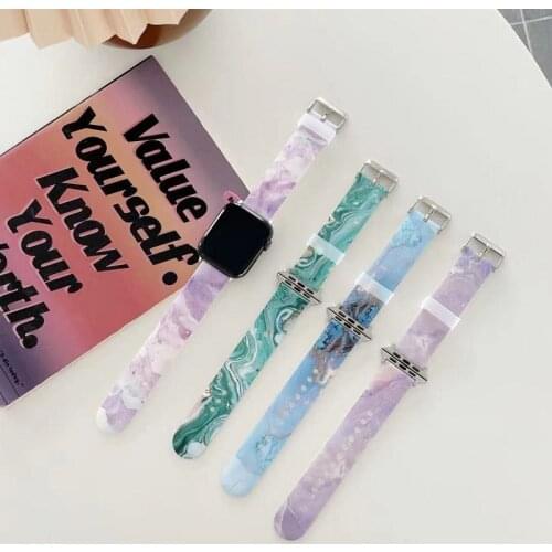 Luxury marbled ladies strap for Apple Watch 38 40 42 44mm high quality wristband for iWatch series strap 5 4 3