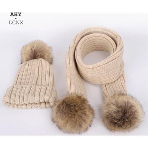 Cap Cute Baby Accessories Newborn Girls Boys Childerns Pompon Winter Hat Scarf Fur Ball Caps Kids Warm Knitted Hats Beanies