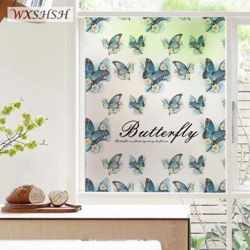 Butterfly Pattern Static Cling Glass Film Custom Size Water-Proof Explosion-Proof Removable Reusable Decorative Frosted Sticker