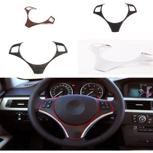 Carbon Fiber Style ABS for BMW E90 3 Series 2005-2012 Car Steering Wheel Decoration Frame Trim Car Steering Wheel Emblem Sticker