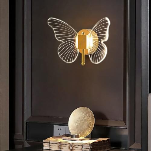 LED Fashionable Butterfly Wall Lamp Bedroom Bedside Stairs Corridor Simple Wall light Decorative light luminaria decoration