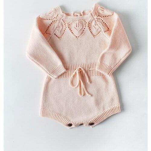 Spring baby baby girl leaves cotton knitted wool conjoined handbags fart ah climb clothes