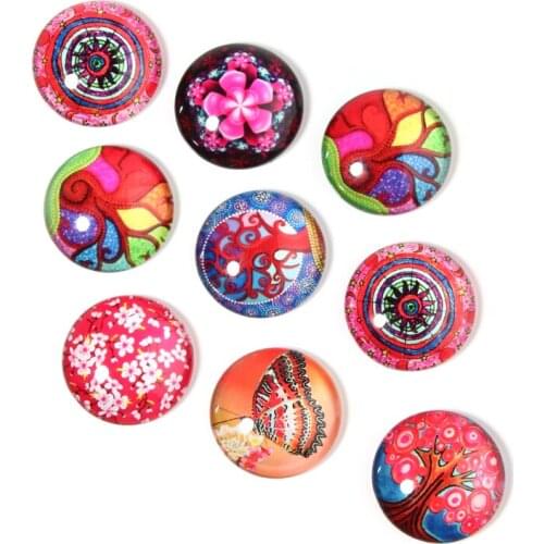 Xinyao 10mm 12mm 18mm Flower Pattern Round Glass Cabochon for DIY Jewelry Making