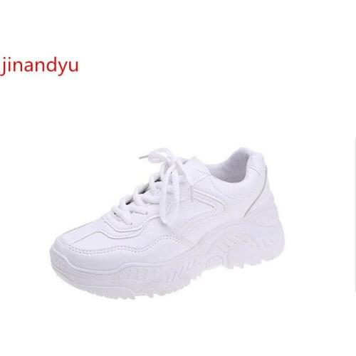Womens Leather Shoes Size 42 Ladies Chunky Sneakers Woman Flats Casual Fashion Comfy Chunky White Shoes Comfy Platforms Lace Up