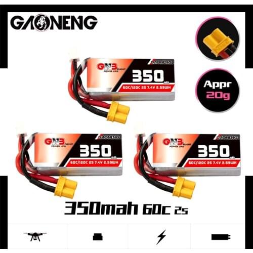 1/2/3/4/5/10Pcs GNB 7.4V HV Lipo Battery 350Mah 2S 60C/120C With XT30 Plug For Beta75X Rc Drone Fpv racing
