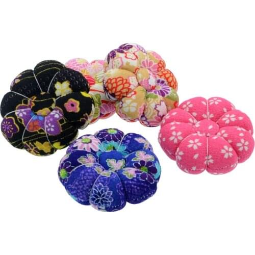 1PC Random Color Pincushions Handicraft Tool For Cross Stitch Sewing Fabric Pumpkin Shape Holder With Elastic Wrist Band