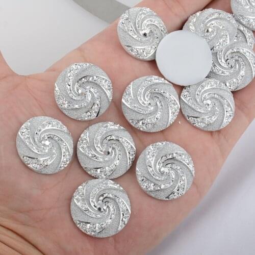 BOLIAO 10Pcs 25mm (0.98in) Round Whirlwind AB Color Silver Rhinestones Resin For No Hole Glue Clothes Home Decor Crafts DIY