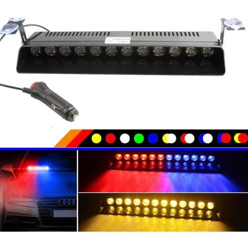 12V 12 LED Car Strobe Warning Light Firemen Police LED Flashing Emergency Signal Lights Safety Fog Lamp Windscreen Beacon Lamps