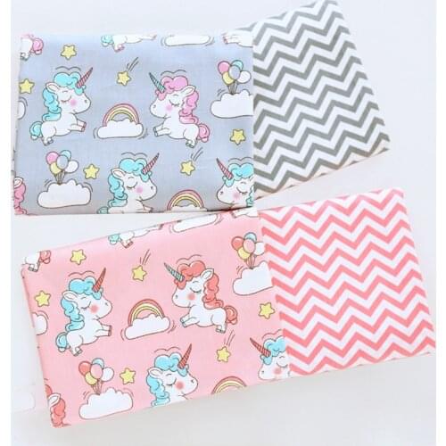 160CM*50CM unicorn wave cartoon infant baby cotton fabric for DIY kid crib bedding sheet handwork decor patchwork fabric tissue