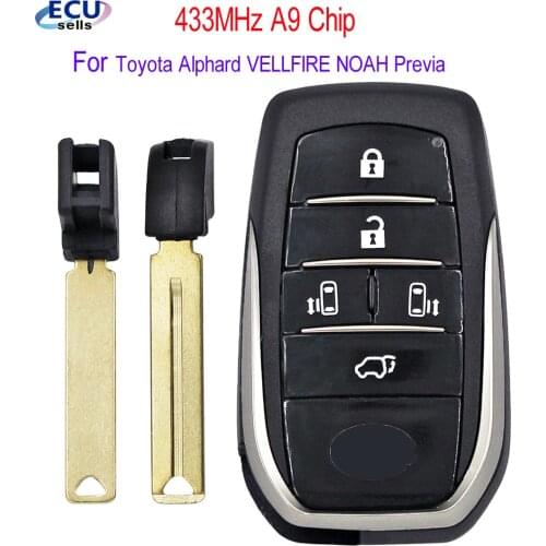 5 Button Keyless Go Smart Remote Key 433MHz A9 Chip For Toyota Alphard VELLFIRE NOAH Previa Board : 0120