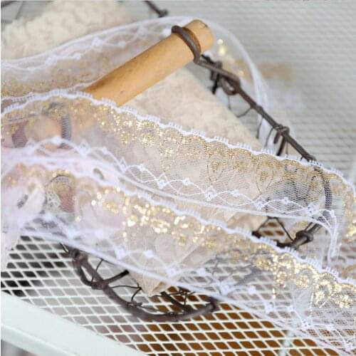 5 Meters/lot Width 3.2cm Gold Mesh Embroidery Lace Ribbon Dress Lace Needlework Sewing Lace Fabric Sewing Accessories Lace Trim