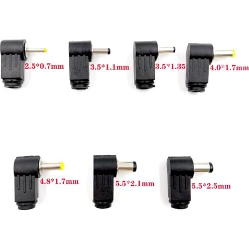 5pcs/lot5.5*2.5 5.5*2.1 4.8*1.7 4.0*1.7 3.5*1.35 2.5*0.7 mm Male DC Power Plug Connector Angle 90 degree L Shaped plastic Plugs
