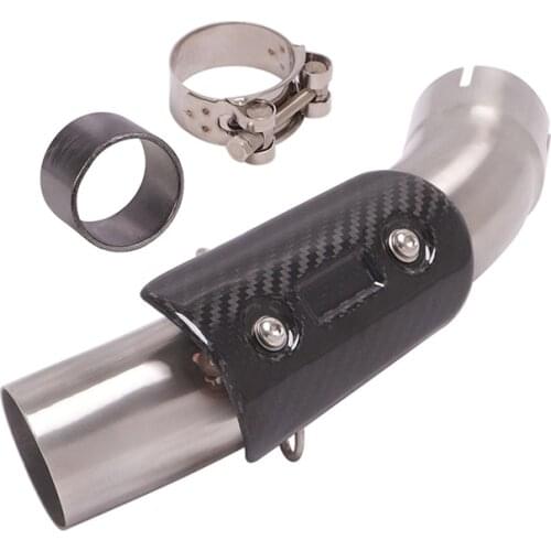 51mm Modified Mid Link Pipe Motorcycle Exhaust Tips with Carbon Heat Guard Reserve Catalyst for Duke 390 250 Adventure 2020 2021