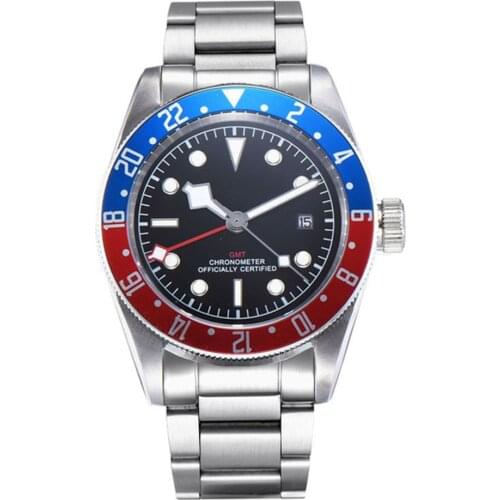 10ATM Swim Luxury corgeut Brand Men Watches luminous Schwarz Bay GMT Automatic Military Sport Date Clock Mechanical Wristwatch