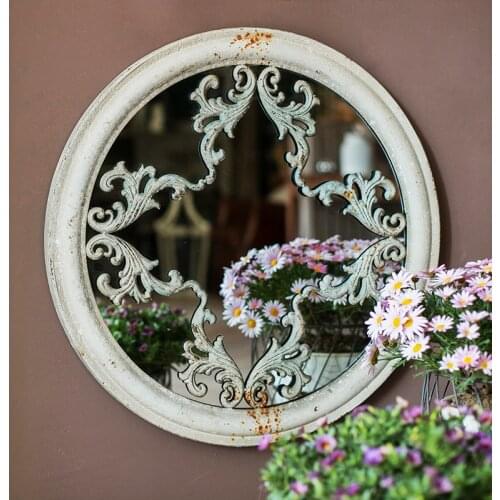 Decorative round vintage wall metal mirror