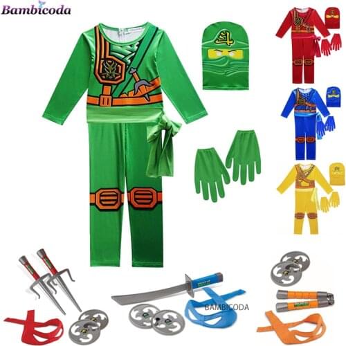 Boy Costume Kids Fancy Party Dress Up Halloween Costume for Kids Ninja Ninjago Cosplay Superhero Halloween Party Jumpsuit Set