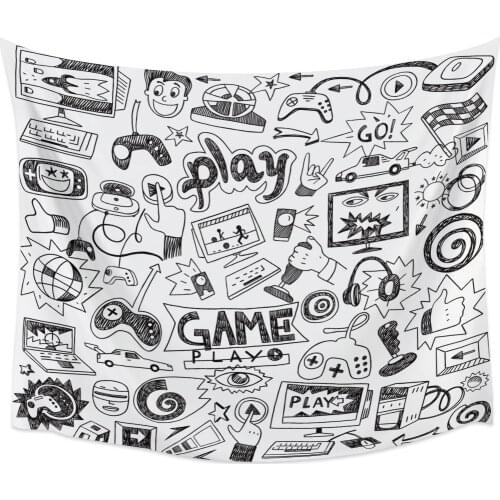 Play Game Black White Wall Tapestry Home Wall Decor Tapestry Bedroom Tapestry Wall Hanging Picnic Mat Yoga Mat