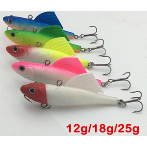 5*5.5cm/6.5cm/7.5cm Artificial Sinking Soft Lead Bait 3D eye Winter Sea Ice Fishing VIB Soft Silicone Lure Bait Wobbler