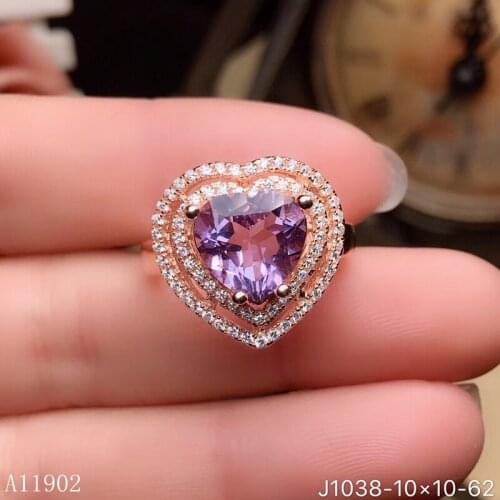 KJJEAXCMY fine jewelry 925 sterling silver inlaid natural gemstone amethyst ladies ring support inspection
