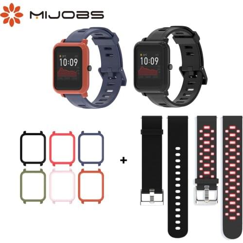 For Amazfit GTS/Aamzfit BIP S Strap & Case Set Silicone Bracelet Wristbands Protector Case Cover for Huami Amazfit Smart Watch
