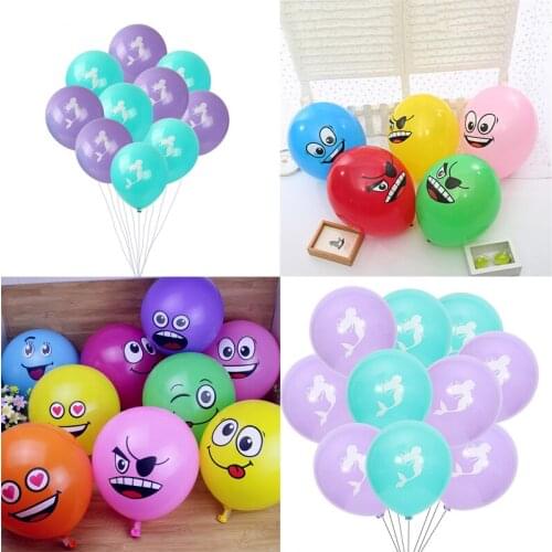 10Pcs 12Inch Mermaid Funny Big Eye Smiley Face Latex Balloons Wedding Baby Shower Confession Anniversary Decoration Globos
