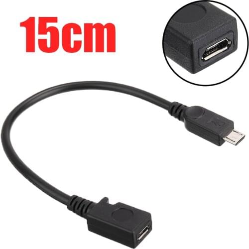 Mayitr 15cm Micro USB 2.0 Type B Male To Female M/F Extension Charging Black Data Cable Cord