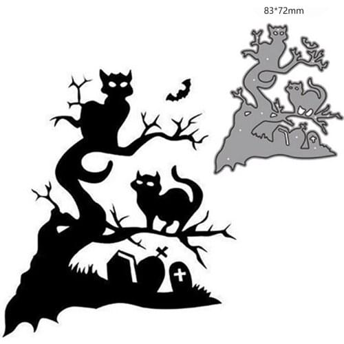 AILIDA metal cutting dies cut die mold Halloween Tree Cat decoration Scrapbook paper craft knife mould blade punch stencils dies