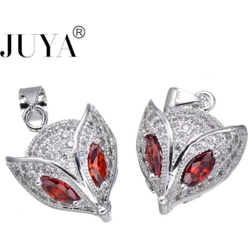 Fashion Top Quality Copper Zircon Animal Fox Pendant Charms For Jewellery Making DIY Beaded Bracelet Choker Necklace Accessories