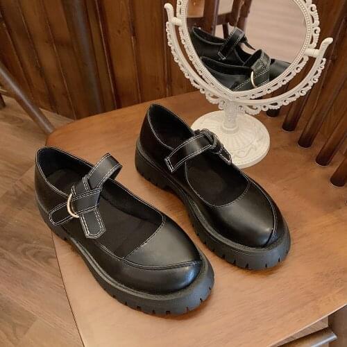Fashion Trend British Style Small Leather Shoes Spring And Summer New All-Match Shallow Mouth Mary Jane Womens Shoes