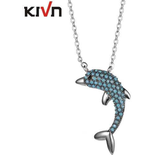 KIVN Fashion Jewelry Darling Dolphin CZ Cubic Zirconia Womens Girls Wedding Bridal Necklaces Christmas Mothers Day Birthday Gift