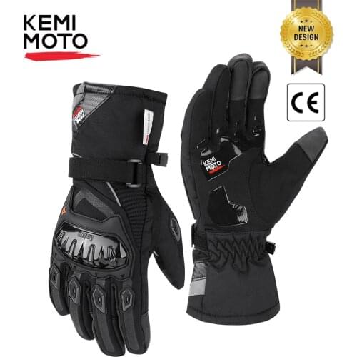 KEMiMOTO Motorcycle Gloves 100% Waterproof windproof Winter warm Touch Screen Cycling Protective Motorbike Riding Guantes
