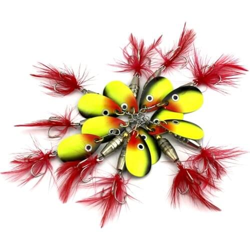 New Arrival Spinner Spoon Fishing Lures Feathered Hook Artificial Bait Metal Fishing Tackle Sequins Bait for Trout Bass