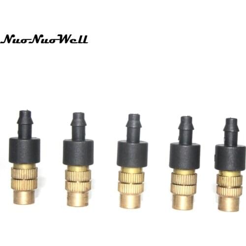 NuoNuoWell 5pcs-Pack Copper Spray Adjustable Atomization Nozzle Courtyard Garden Mist Irrigation Humidifier Connector 4/7mm Hose