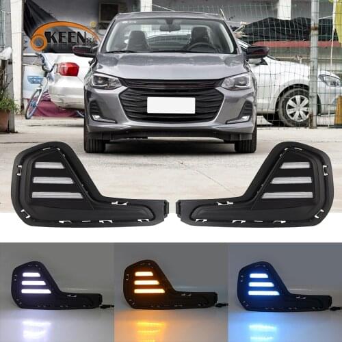 OKEEN Car LED Daytime Running Light for Chevrolet Cavalier 2020 2021 Day Light White Yellow Turn Signal Light Ice Blue Fog Lamp