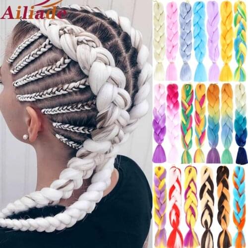 AILIADE 100g 24inches Rainbow Ombre Color hair bundles Synthetic Hair Extension Twist Jumbo Braiding Kanekalon Hair For Women