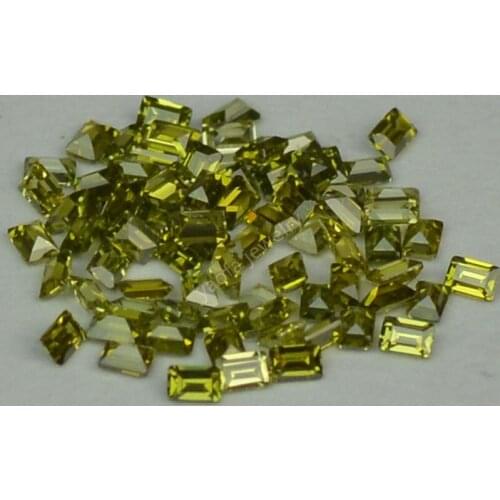 Sale 1x1.5~3X6 Olive Green Rectangle Baguette Shape Step Cut Synthetic Gems Cubic Zircon Stone Loose CZ Beads For Jewelry