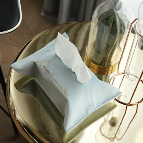 Fleece Velvet Tissue Storage Box Napkin Holder Multifunctional Organiser Desktop Decorative Tissue Case Home Decor