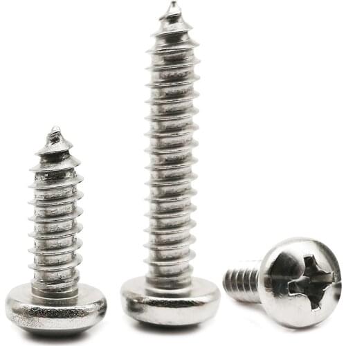 10pcs M3.5 M3.9 M4.2 M4.8 M5.5 A2-70 304 Stainless Steel Lengthened Long Cross Phillips Pan Round Head Self Tapping Wood Screw