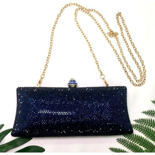 Blue Color Crystal Women Clutches Bag Fashion Party Clutch Purse Evening Bags Women Prom Handbags Ladies Chain Shoulder Bags