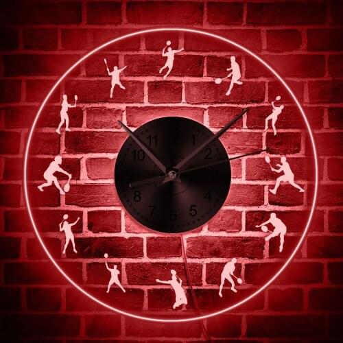 Badminton LED Lighting Wall Clock Acrylic Modern Wall Clock Glow in Dark With Color Changes Shuttlecock Player Decorative Clock