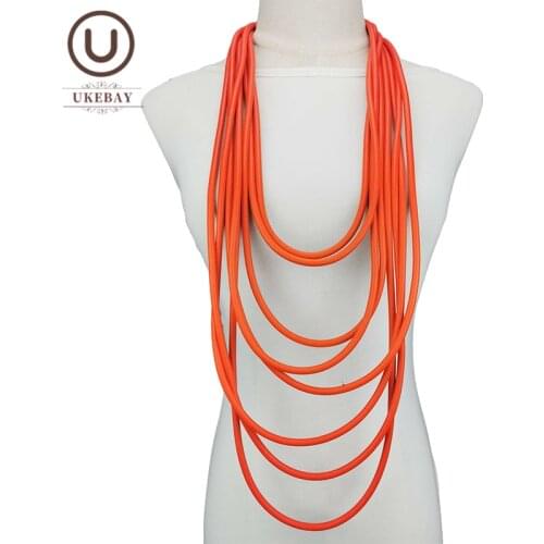 UKEBAY New Round Pendant Necklaces For Women Big Sweater Chain 4 Colors Handmade Goth Necklace Ethnic Clothes Accessories Choker