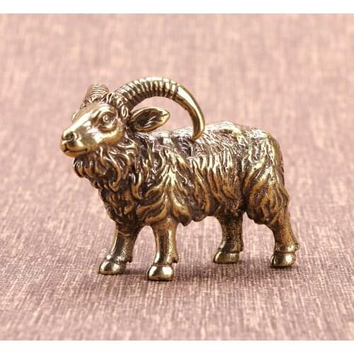 Vintage Brass Goat Statue Miniature Animal Props Metal Sculpture Home Office Party Bar Desk Decoration Ornament Funny Toy Gift